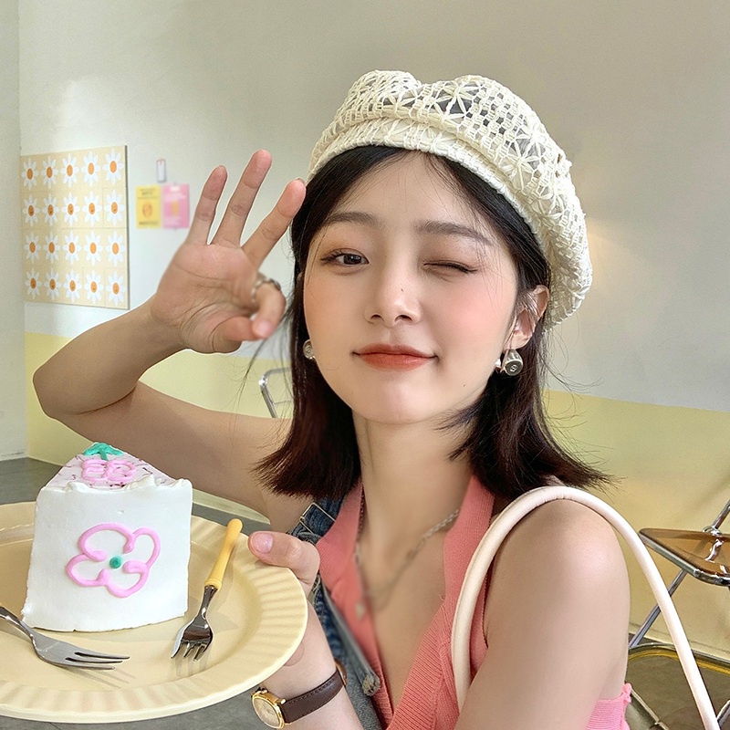 Mũ Nồi Phối Ren Lỗ Thoáng Khí Thời Trang Mùa Hè Cho Nữ