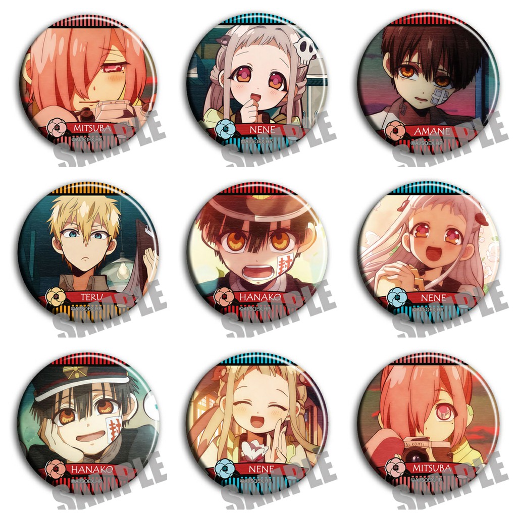 Huy hiệu cài áo IN HÌNH Jibaku Shounen Hanako-kun Ác quỷ trong nhà xí ver viền sọc anime chibi dễ thương