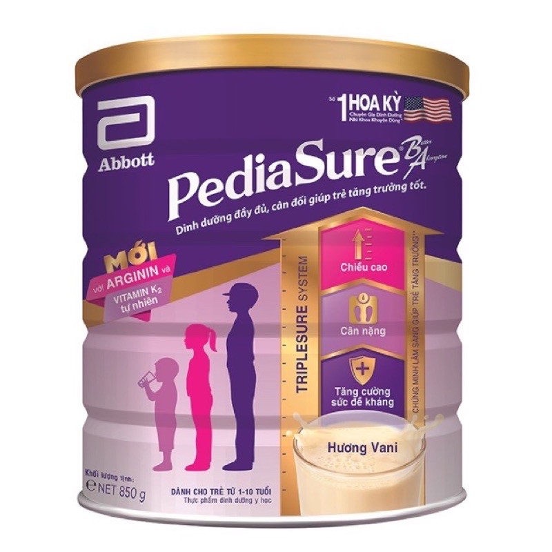 SỮA BỘT PEDIASURE HƯƠNG VANI 850gr date 2022