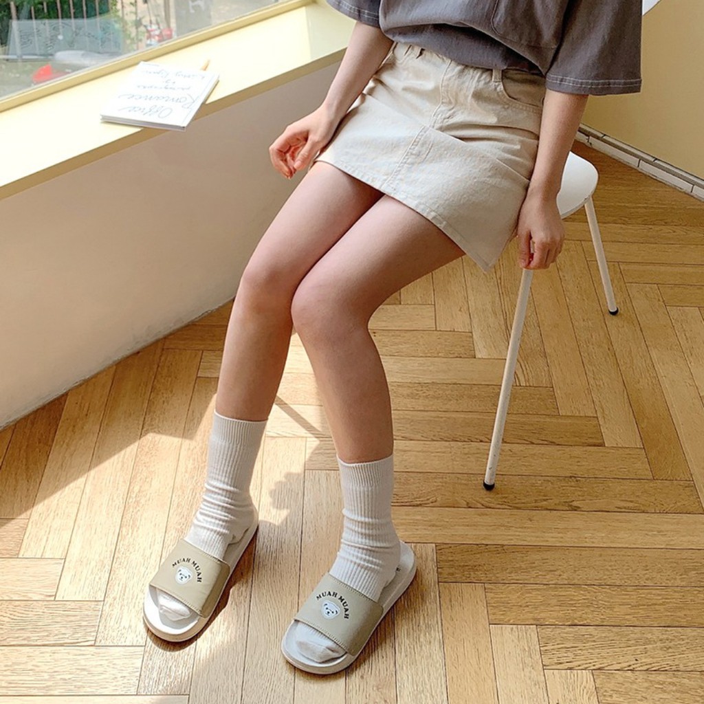 DÉP MUAH MUAH TEDDY BEAR -  CHÍNH HÃNG KOREA - DÉP QUAI NGANG GẤU SIÊU XINH