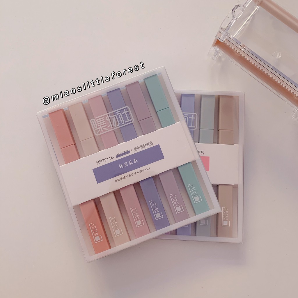 Bút highlight CREAM COLOR set 6 bút đánh dấu tone màu pastel trang trí sổ tay bullet journal MPE205 miaoslittleforest