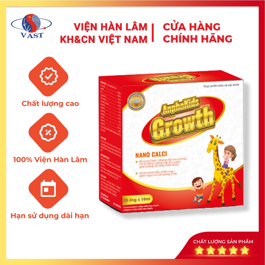 Nano Canxi AnphaKids Growth Giúp Tăng Chiều Cao Và Bổ Sung Canxi Cho Bé - Sản Phẩm Viện Hàn Lâm KH&CN Việt Nam