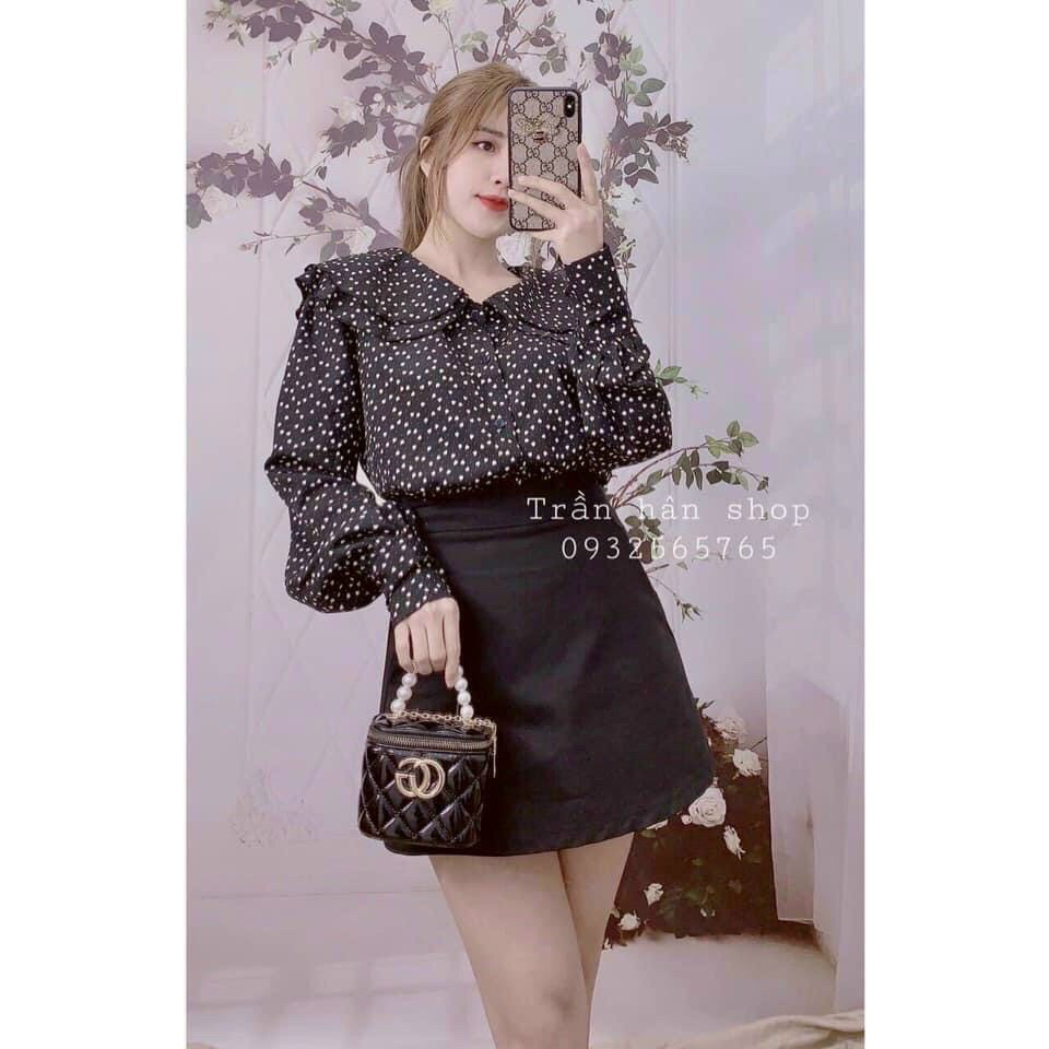 Áo sơ mi nữ Chấm Bi | Sơ Mi Công Sở Cổ Bèo Chấm Bi - Hàng Thiết Kế FREESHIP | BigBuy360 - bigbuy360.vn