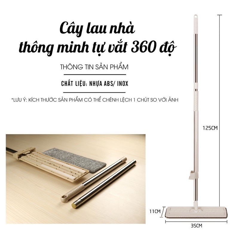Cây lau nhà tự vắt thông minh, xoay 360 độ, tiết kiệm thời gian