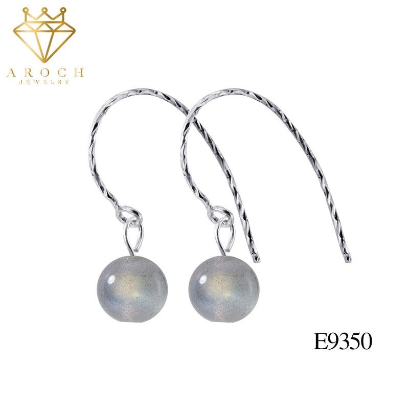 Khuyên tai bạc Ý s925 phiên bản đá Moonstone E9350 - AROCH Jewelry