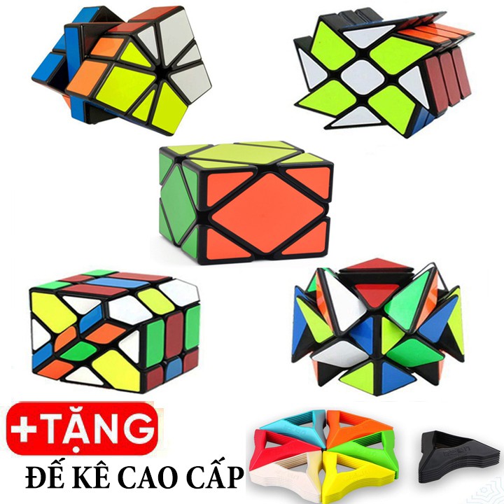 Combo 5 Rubik Axis, Windmill, Fisher, Skewb, Square-1 - Rubik Biến Thể Viền Đen Cao Cấp Nhập Khẩu Chính Hãng