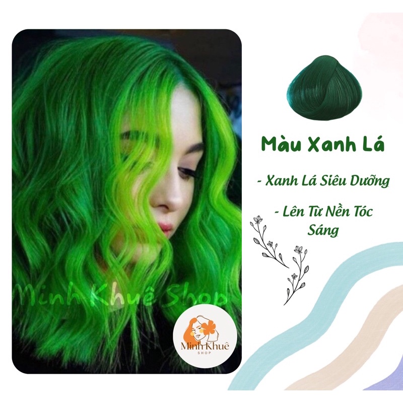 Thuốc nhuộm tóc màu xanh lá + tặng oxi dưỡng