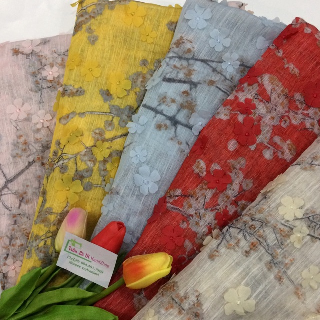 V189🌈 VẢI ORGANZA 3D CAO CẤP HOẠ TIẾT NHẬT BẢN MAY ĐỒ CHO DOLL, OBITSU, DIY, HANDMADE, QUILTING, SCRUNCHIES, DECOR..