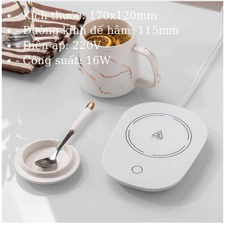 [FREE SHIP] Đế HÂM NÓNG GIỮ NHIỆT ĐỒ UỐNG CAFE MẶT KÍNH TRÁNG GƯƠNG CÓ VIDEO ẢNH THẬT   ( không kèm cốc thìa ) MOMOMART