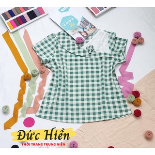 Áo trung niên nữ cho mẹ - kiểu sọc - vải lụa d100