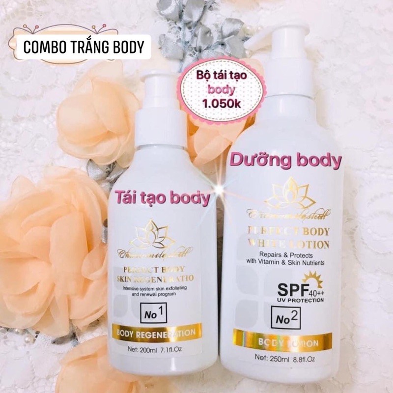 Combo 2 kem tái tạo, 1 hồng sâm, 2 sữa rửa mặt và 1 bộ tái tạo body chamomileskill hàng chuẩn