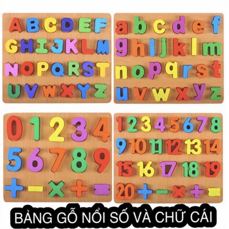 Bảng Ghép Hình Bằng Gỗ: Bảng Chữ Cái, Bảng Chữ Số: Tiếng Anh, Tiếng Việt, Chữ In Hoa, Chữ In Thường... Cho Bé!