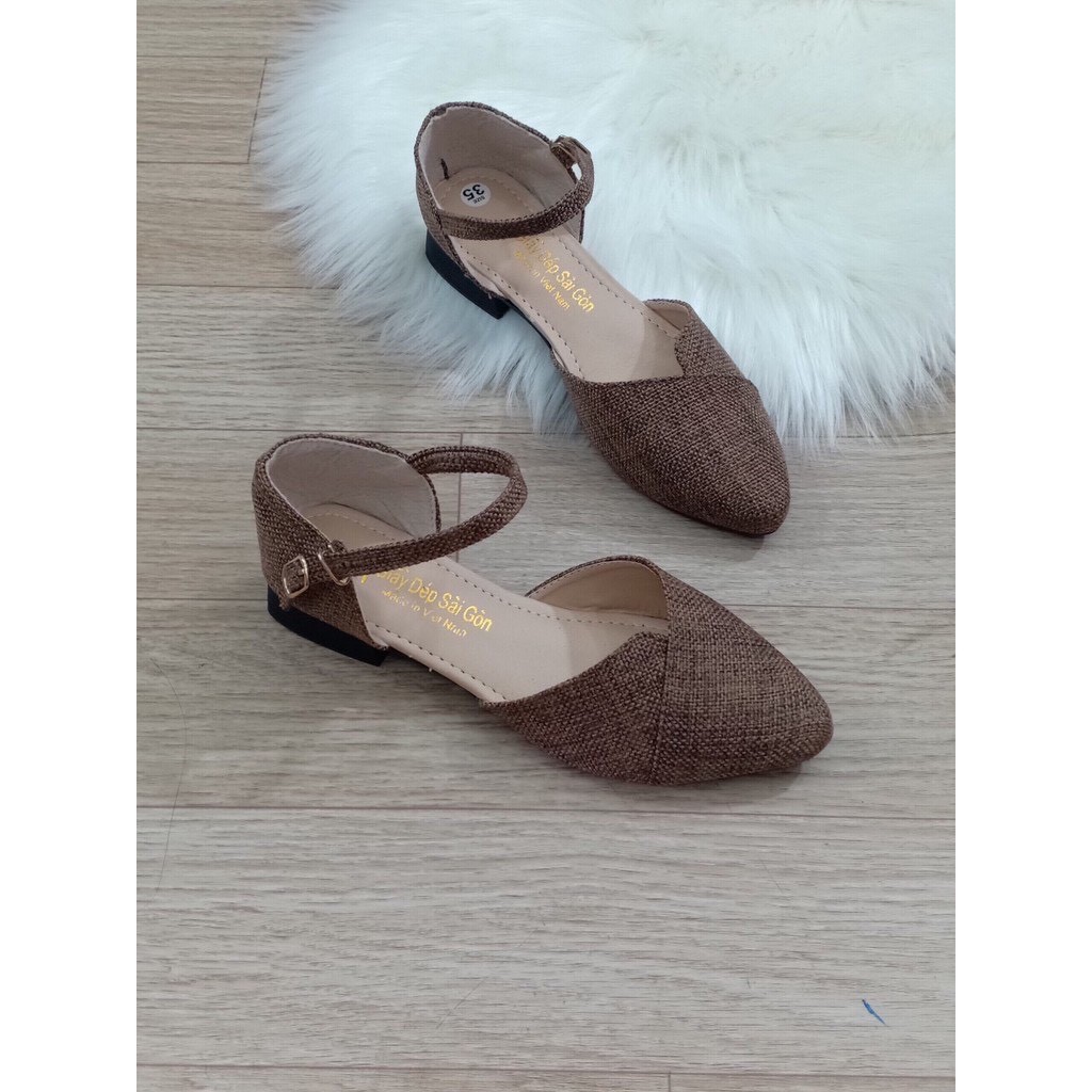 Dép sandanl quai hậu chất vải dạ cao cấp êm chân ( ảnh thật 100%)