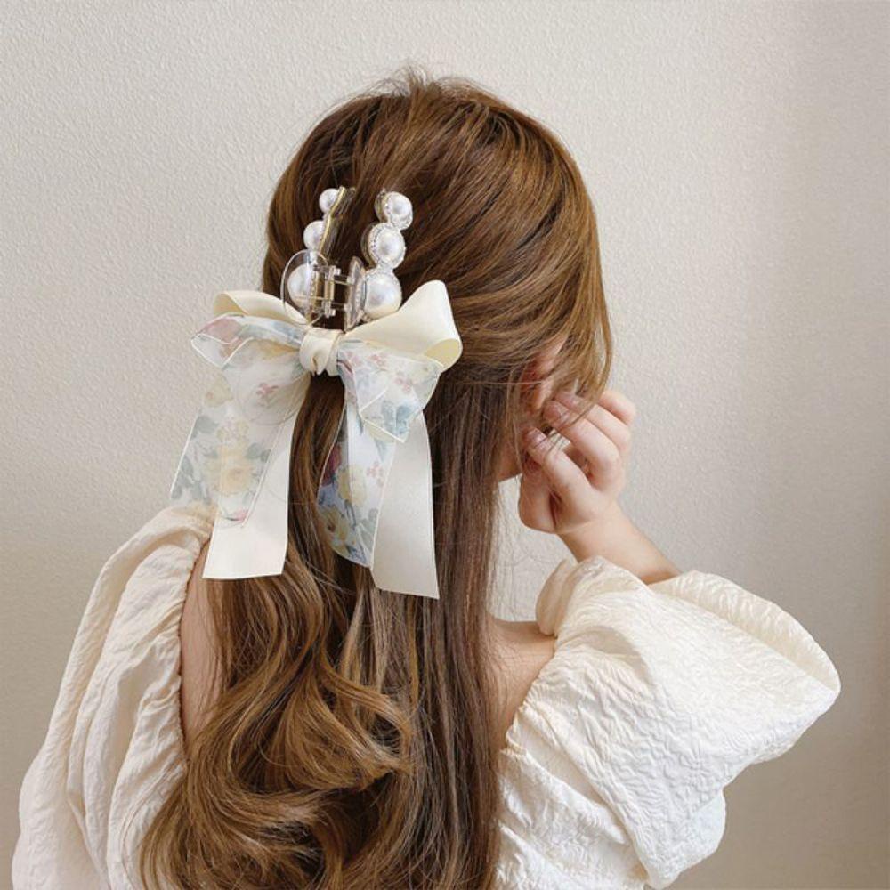 Kẹp Tóc Đuôi Ngựa Hai Lớp Họa Tiết Hoa Thanh Lịch Giá Đỡ