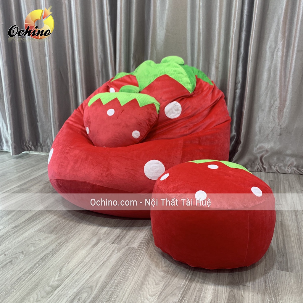 Ghế Hạt Xốp Thư Giãn Hình Dâu Tây, Hình Thú Xinh Xắn Size To 1M2-90 (Hàng Có Sẵn)