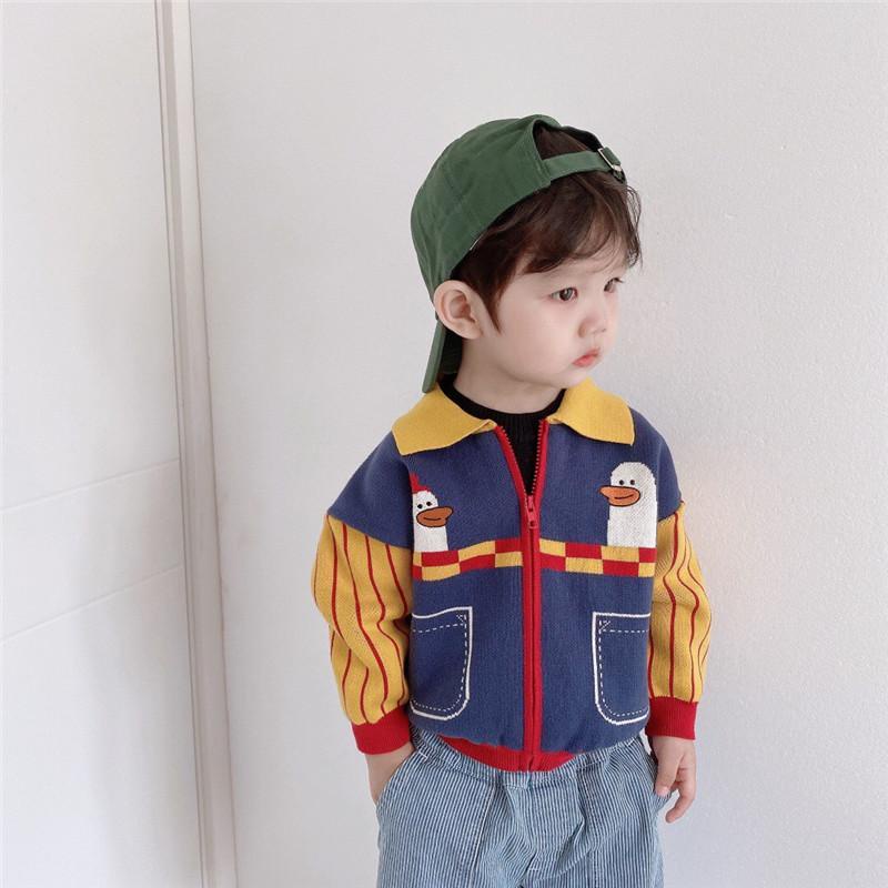 Áo Khoác Cardigan Cổ Polo In Hoạt Hình Phong Cách Hàn Quốc Thời Trang Xuân Thu Cho Bé Trai