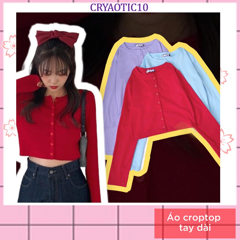Áo croptop nút tròn tay dài ulzzang hot girl trend
