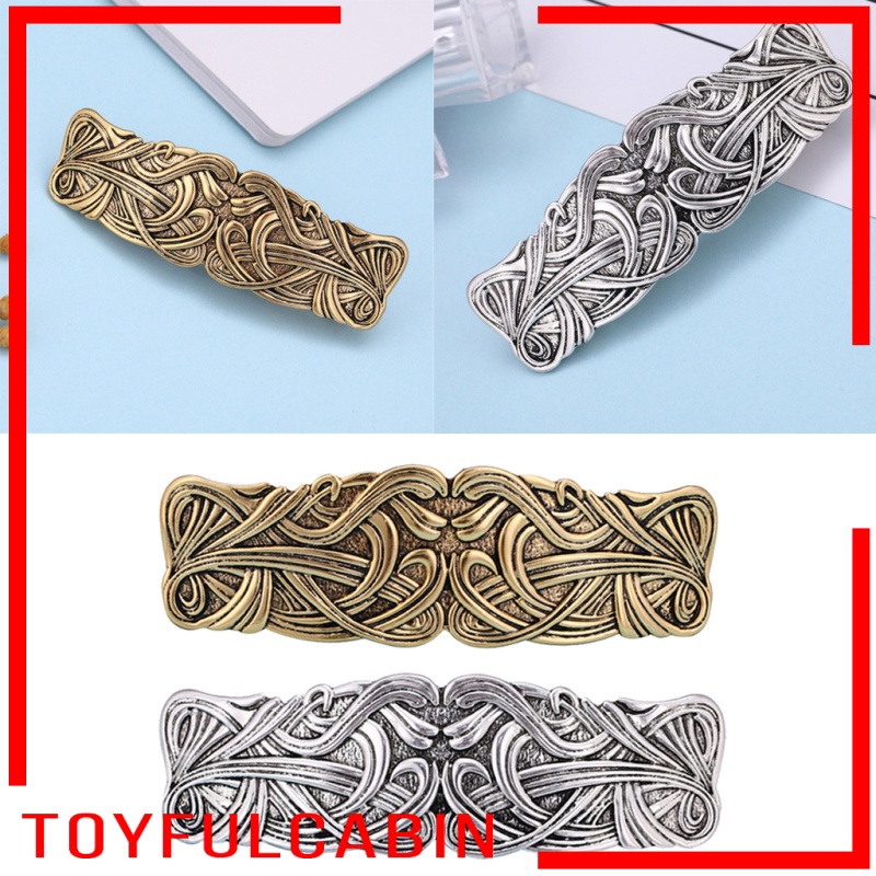 [Toyfulcabin] Kẹp Tóc Celtic Lớn Bằng Kim Loại Thủ Công Màu Bạc Phong Cách Cổ Điển Cho Nữ