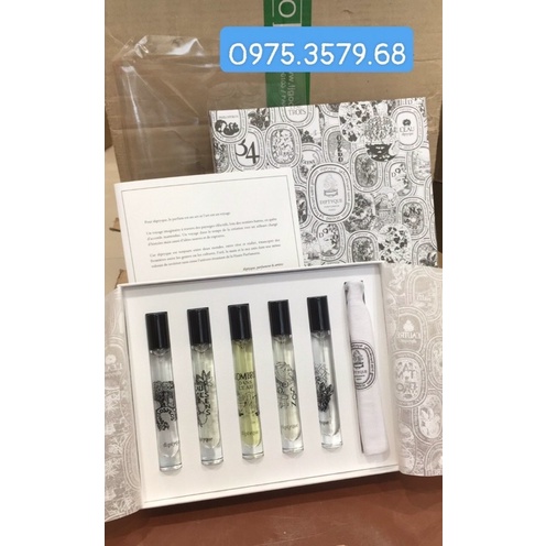 Hót Sét nước hoa Diptyque gồm 5 mùi top của hãng , mỗi ống 7, 5 ml