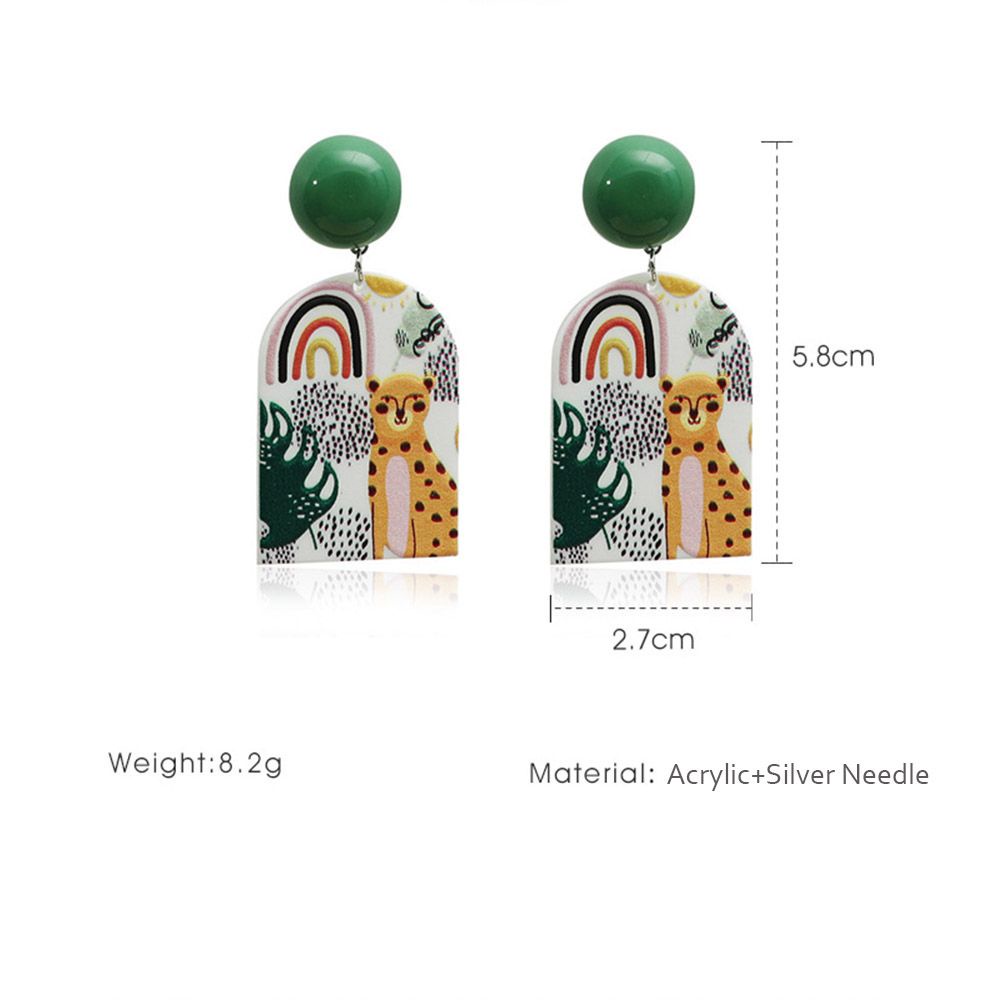 Bông tai dáng dài mặt hình vẽ 3D bằng acrylic thời trang cho nữ S925