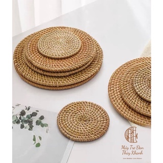 Lót mây cốc ly nồi, lót bàn ăn lọ hoa decor Mây Tre Đan Thuỷ Khanh