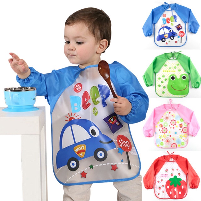 Bé Trai Khủng Long Chống Thấm Nước Cho Ăn Quần Áo Bé Gái Yếm Điều Dưỡng Hoạt Hình Hoa Xe Quần Áo