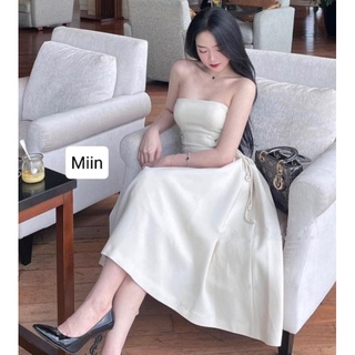 Váy cúp ngực kaki đan dây eo