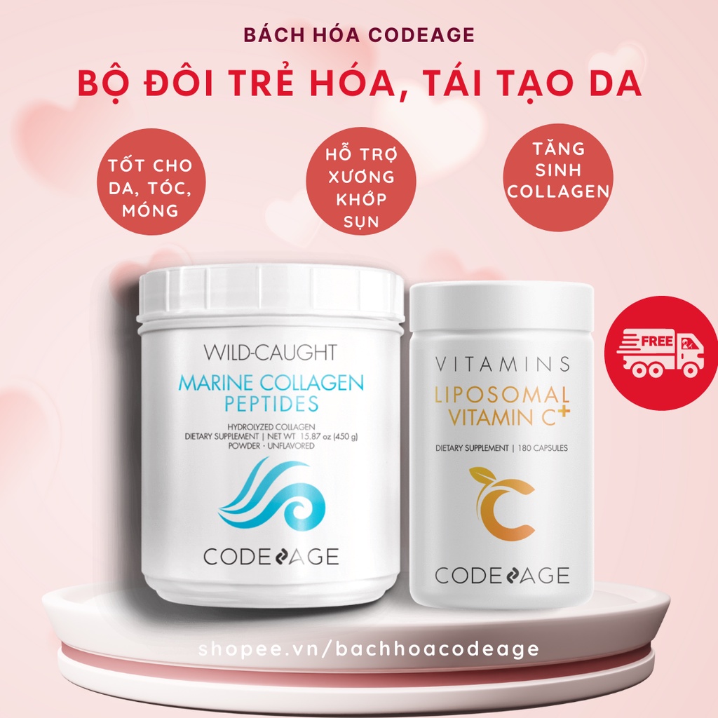 Bộ đôi CODEAGE trẻ hóa, tái tạo da COLLAGEN PEPTIDES + LIPOSOMAL VITAMIN C