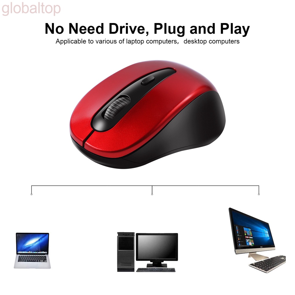 Chuột quang không dây 2.4GHz 1600DPI kèm đầu nhận USB