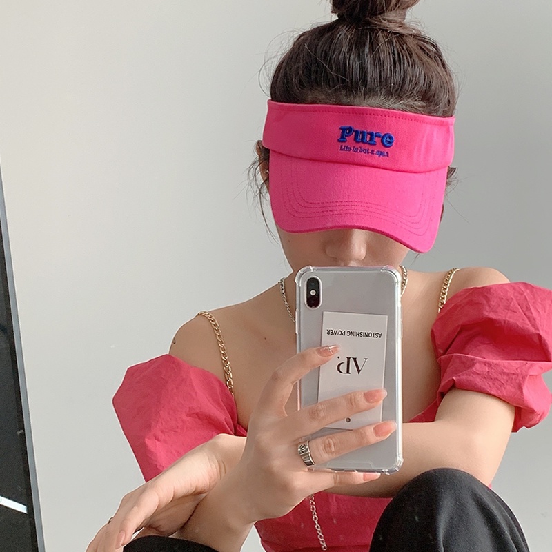 Nón Lưỡi Trai Hở Chóp Thêu Chữ Phong Cách Hàn Quốc Dành Cho Nữ