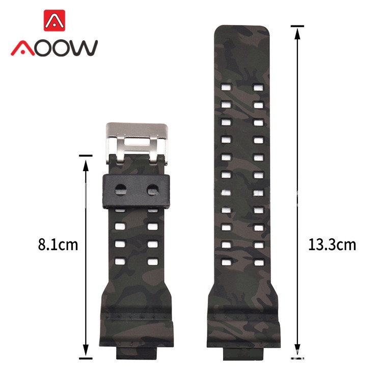 Dây Đeo Đồng Hồ Cao Su Silicon 16mm Họa Tiết Rằn Ri Chống Nước Cho Casio G-Shock GA-110 GA-100 GA-120