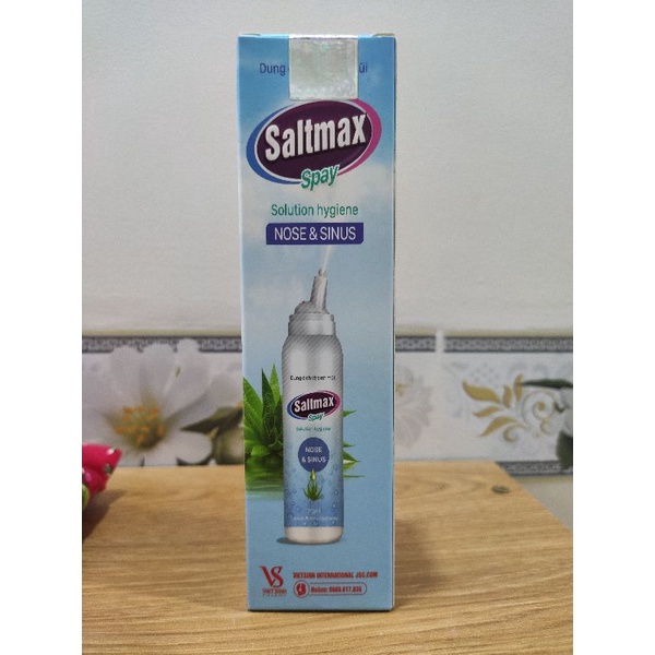 Xịt mũi Saltmax, muối biển sâu, vệ sinh mũi hàng ngày, giữ ẩm niêm mạc mũi, giúp bé thở và bú tốt