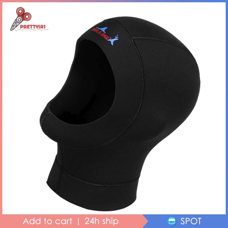 Mũ Lặn Màu Đen Dày 3MM Prettyia1 Dành Cho Nam Nữ