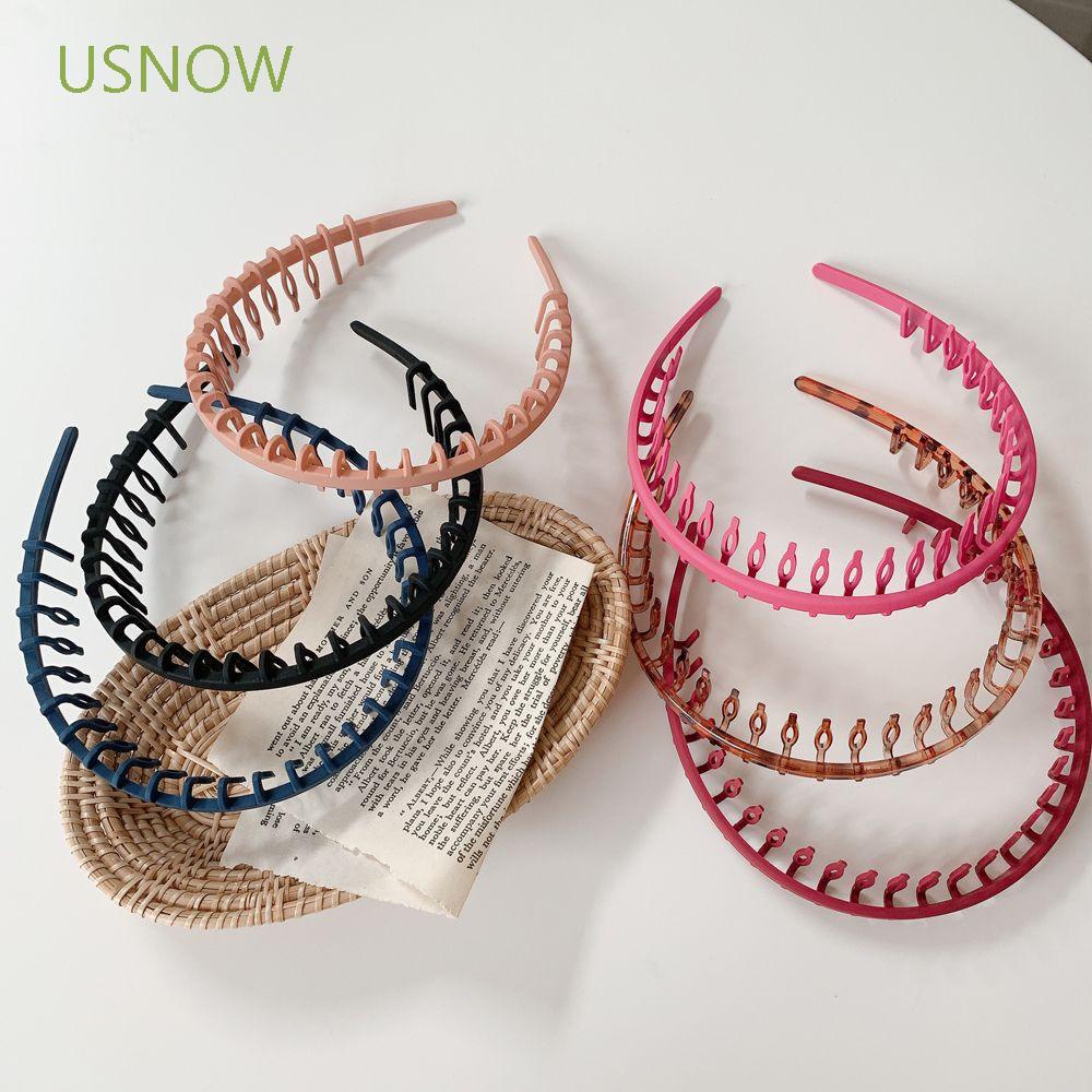 Băng Đô Cài Tóc Bằng Nhựa Màu Trơn Chống Trượt Phong Cách Hàn Quốc Cổ Điển Cho Nữ