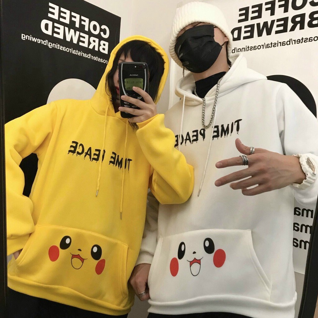 ÁO HOODIE NÓN CHUI TRÙM ĐẦU NAM NỮ UNISEX NAM NỮ, PIKACHU TIME PEACE | BigBuy360 - bigbuy360.vn