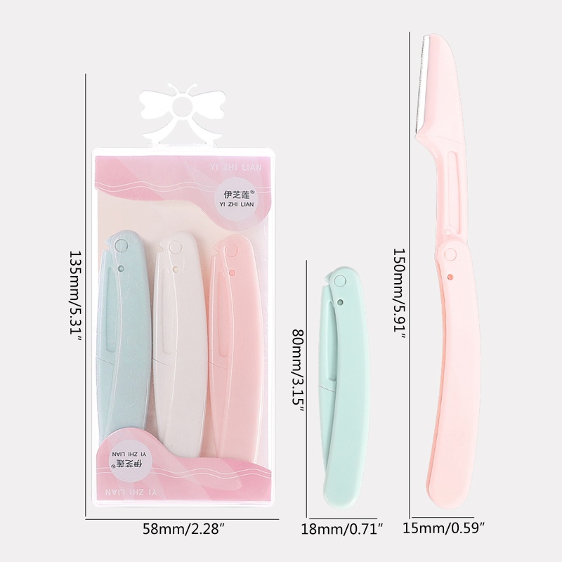 Bộ 3 Dao Cạo Lông Mày Bằng Thép Không Gỉ YOUYO Chất Lượng Cao