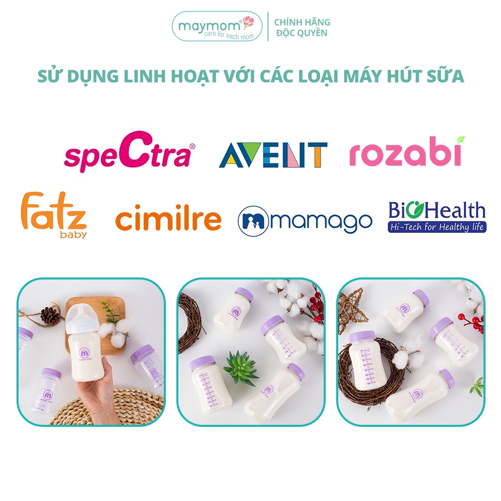 Bình Trữ Sữa Cổ Rộng Mama's Choice, Tương Thích Máy Hút Sữa Spectra, Avent, Fatz, Rozabi, Cimilre Dung Tích 180ml-240ml