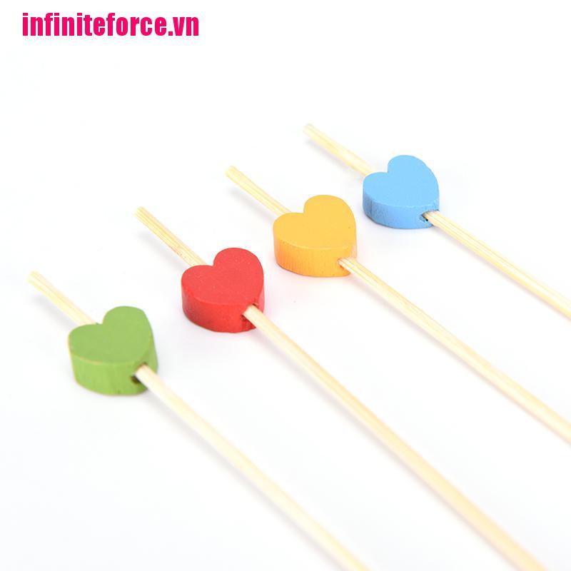 Set 100 chiếc tăm gỗ phối trái tim xinh xắn đa dụng