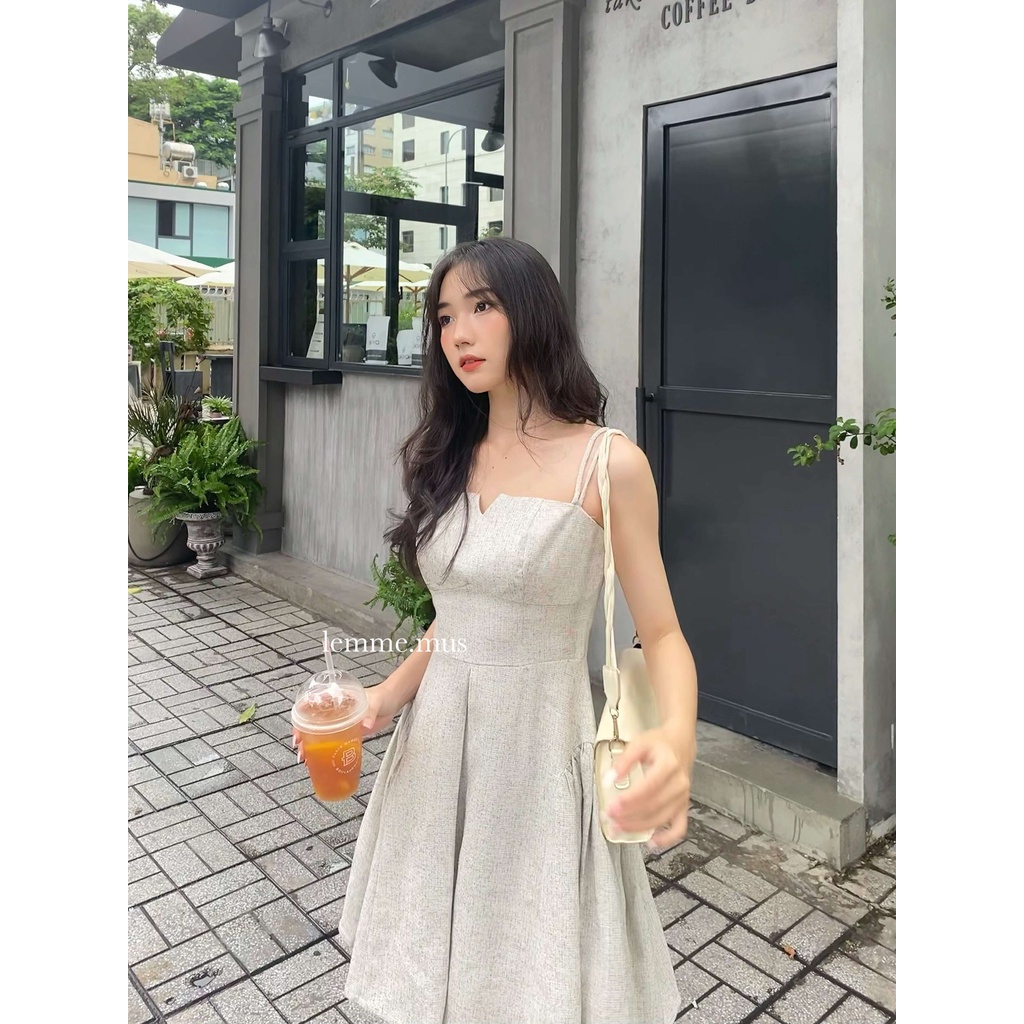MUS MILA DRESS - Đầm Tiệc Hai Dây Rớt Vai Cúp Ngực Tùng Váy Xếp Li Phồng Xoè