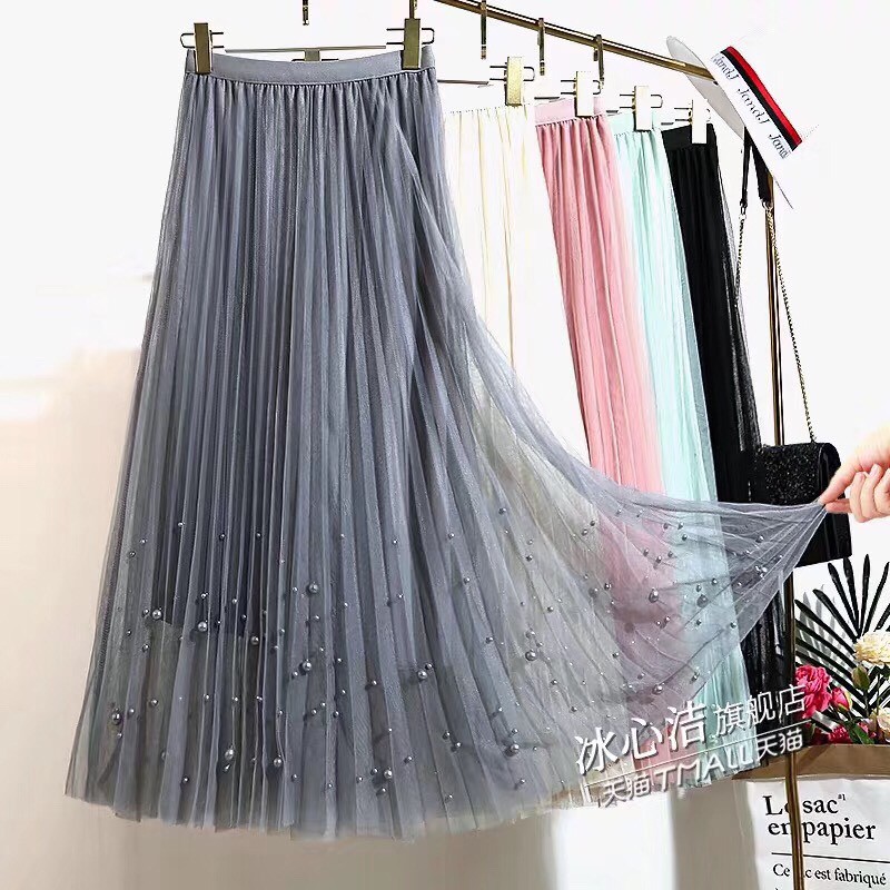 Chân Váy Xếp Ly Dáng Dài Đính Ngọc Cực Điệu | BigBuy360 - bigbuy360.vn