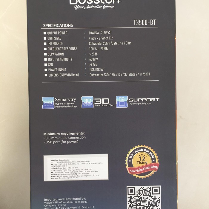 Loa vi tính 2.1 kiêm Bluetooth USB thẻ nhớ Bosston T3500-BT 20W -