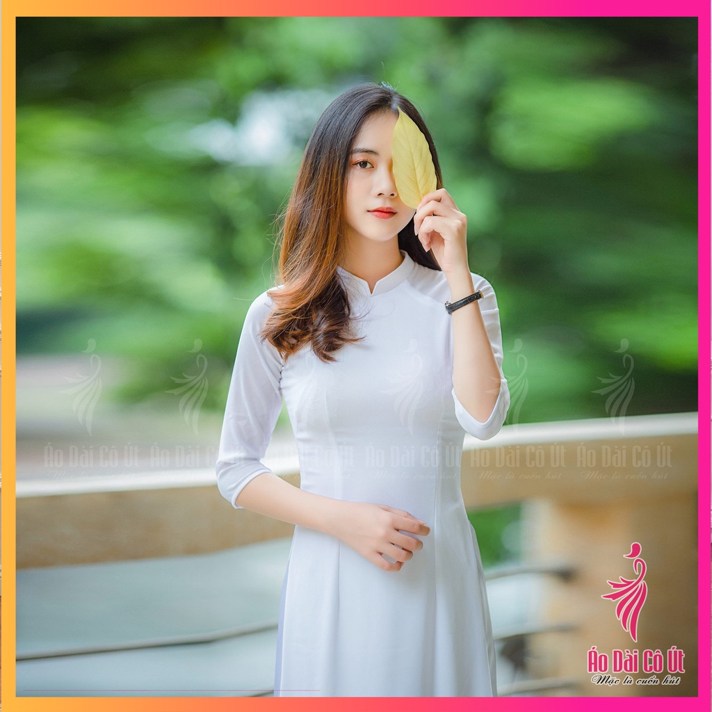 Áo Dài Trắng Học Sinh 2 Tà Truyền Thống Vải Lụa Mềm Mịn Hàng Có Sẵn