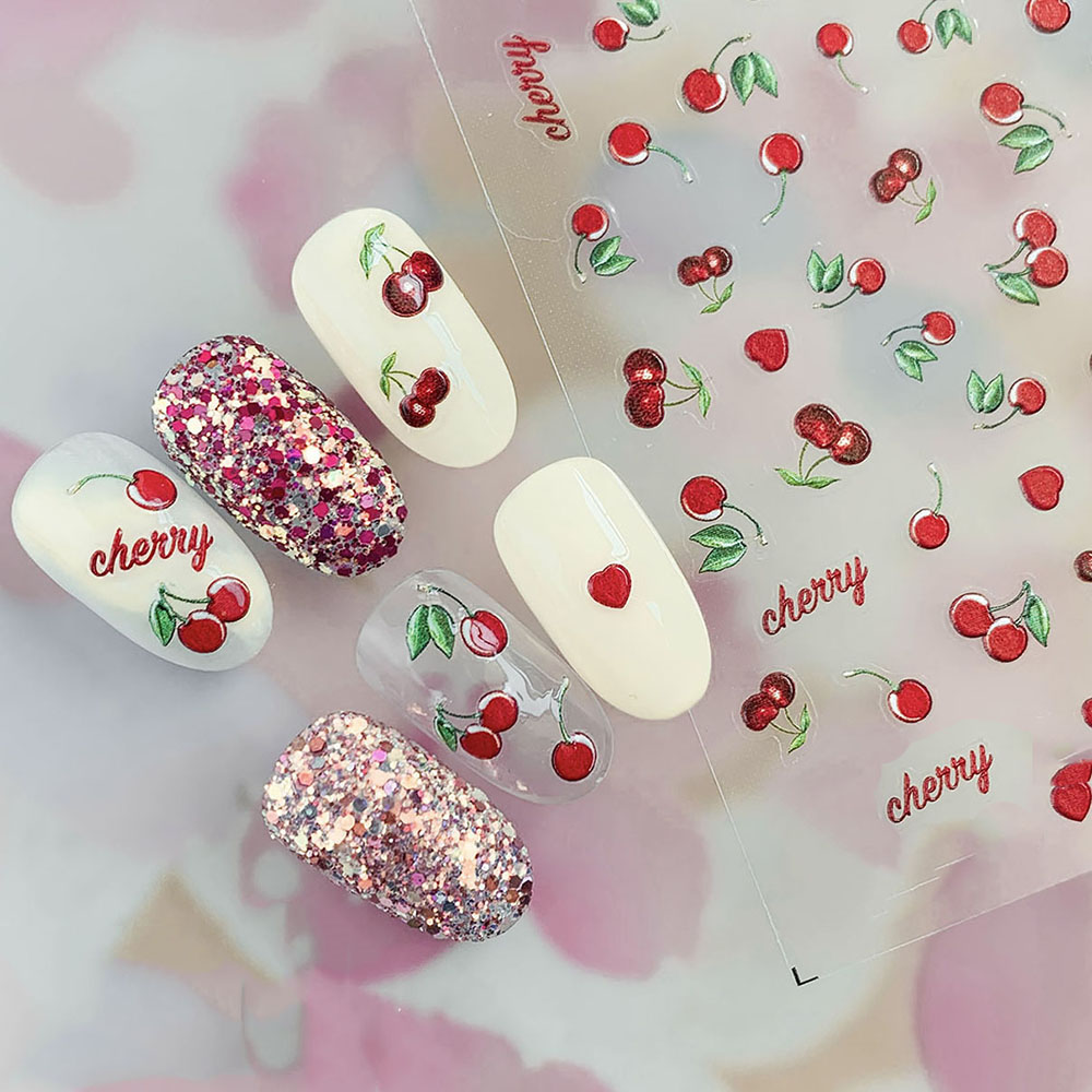 Hình dán trang trí móng tay họa tiết hoa anh đào 3D 5D xinh xắn dễ thương