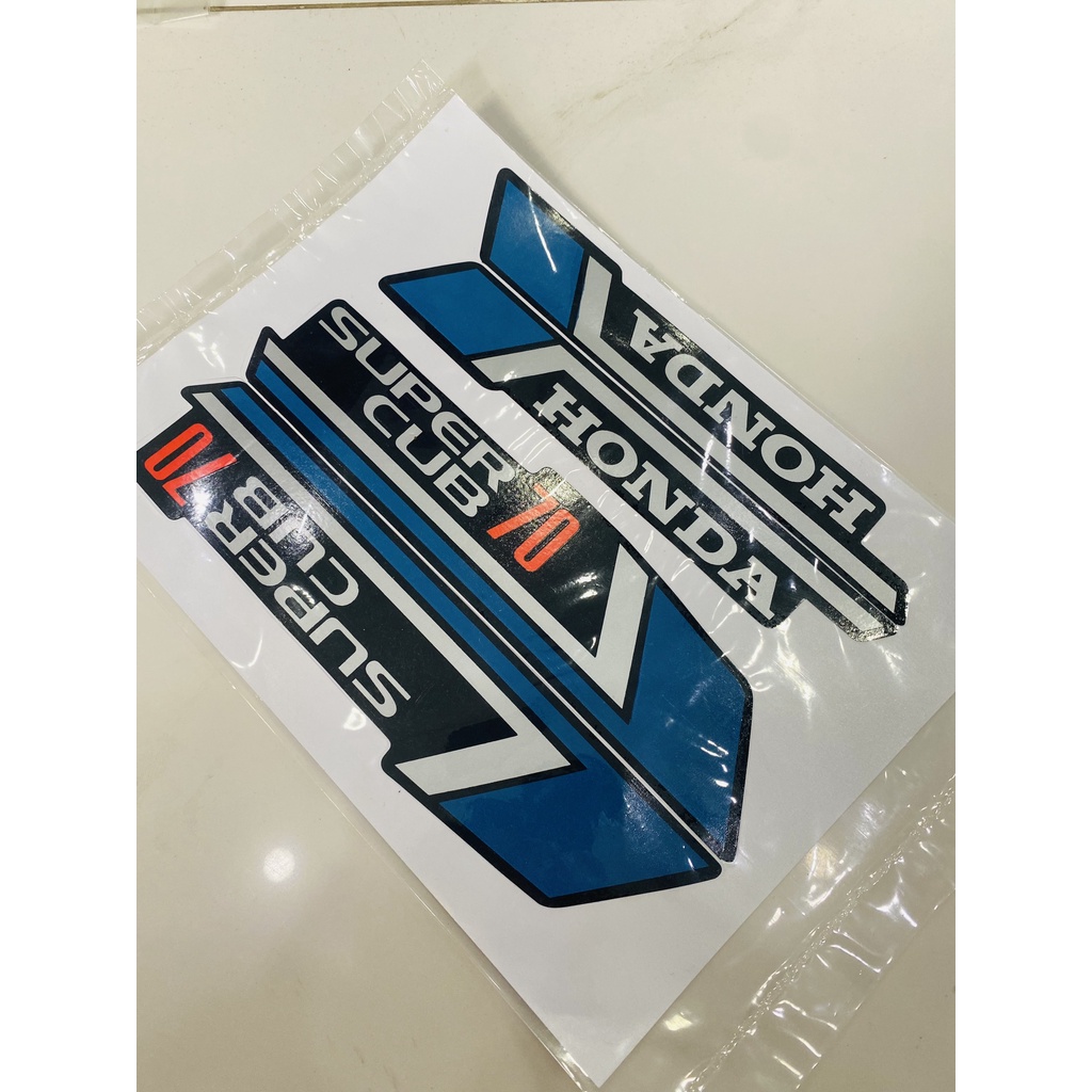 Bộ tem dán xe máy honda cub 81 70cc in thái sắc nét màu xanh dương
