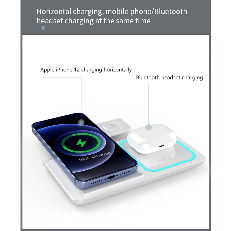 Ready 15W Qi Fast Wireless Charger Stand For iPhone 11 12 X 8 Apple Watch 3 in 1 Foldable Charging Dock Station for Airpods Pro iWatch smar