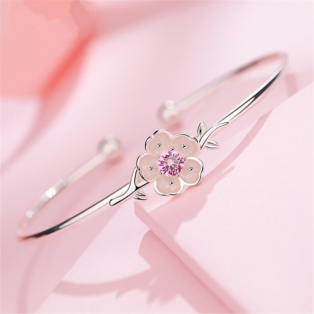 Vòng tay Hoa Anh Đào Bạc S925 - Lắc tay nữ phủ bạc hoa anh đào ngọt ngào