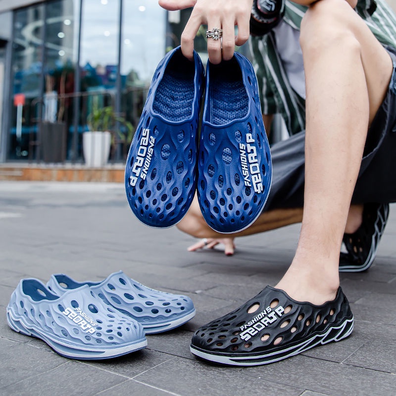 Xăng đan đế mềm chống trượt thiết kế đục lỗ thoáng khí thời trang mùa hè cho nam