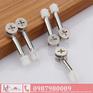 Bộ ốc liên kết cam ốc nở nhựa kiểu 1 - 6*40mm (bộ 100 cái )