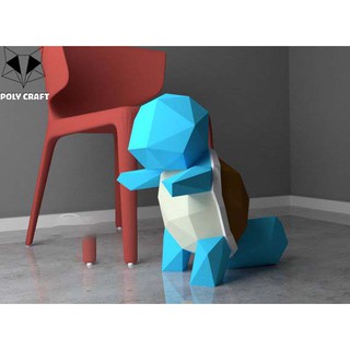 Mô hình giấy hoạt hình decor trang trí tường Squirtle 3D POLYCRAFT