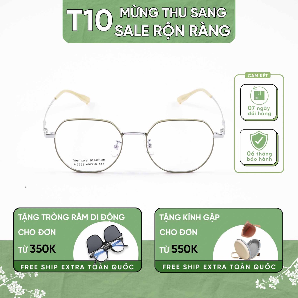 Gọng kính cận nam nữ đa giác chống tia UV thời trang Hàn Quốc cao cấp Lumos KL-5553
